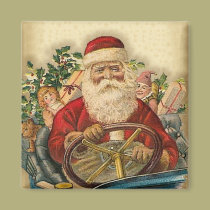 Vintage Santa Claus In Car: Magnets magnets