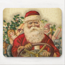 Vintage Santa Claus In Car: Mousepad mousepads