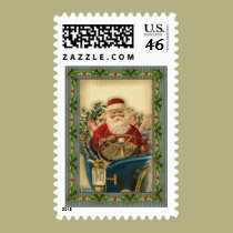 Vintage Santa Claus In Car: Postage Stamps stamps