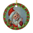 Vintage Santa Claus in Wreath Ornament ornament