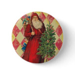 Vintage Santa Claus on Red Diamond Pin