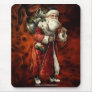 Vintage Santa Claus & Red Fractal Xmas Mousepad