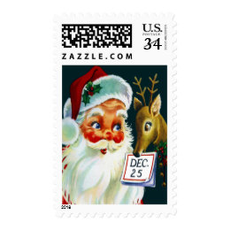 Vintage Santa Claus & Reindeer Christmas Stamps