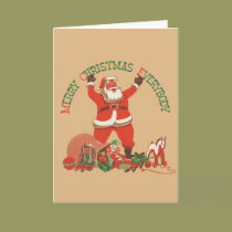 Vintage Santa Claus Toys Merry Christmas Everyone cards