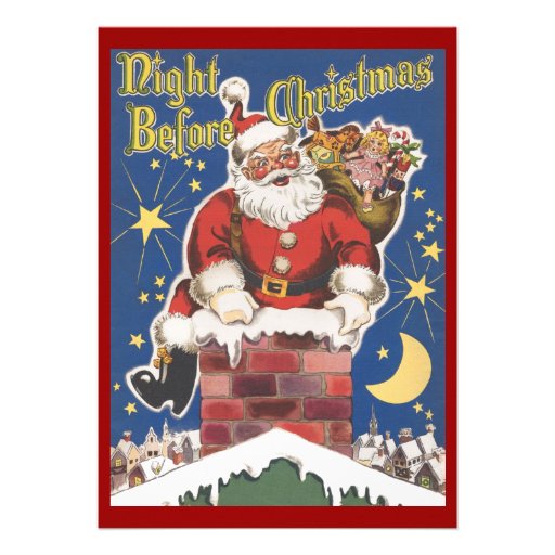 Vintage Santa Claus, Twas Night Before Christmas Personalized Announcement