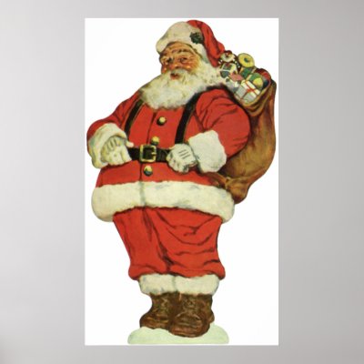 Vintage Santa Claus; Victorian Die Cut posters