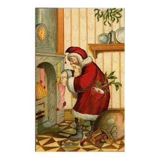 Vintage Santa Filling Stocking print