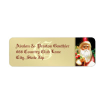 Vintage Santa Gold Metal Address Label