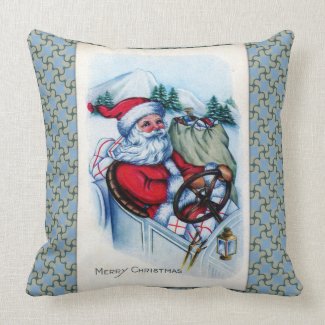 Vintage Santa Greetings Throw Pillows