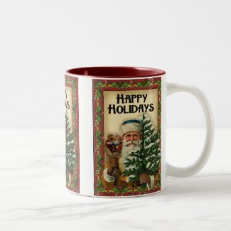 Vintage Santa- Happy Holidays: Coffee Mug mug