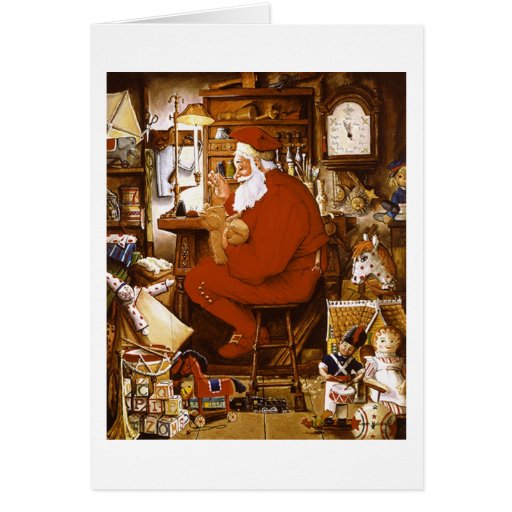 Vintage Santa in Workshop Card