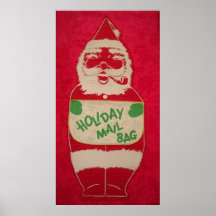 Vintage Santa Mail Bag Poster