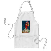Vintage Santa on top of the WORLD ! aprons