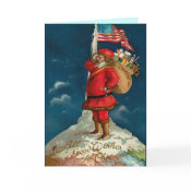 Vintage Santa on top of the WORLD ! card