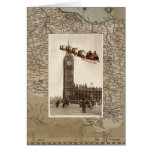 Vintage Santa over Big Ben London Christmas Card