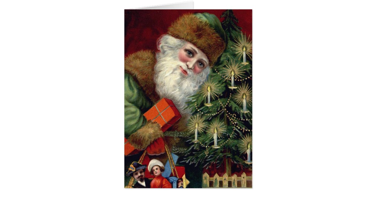 vintage santa photo insert christmas card template zazzle kneeling santa christmas cards