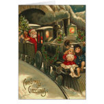 Vintage Santa Train Christmas Card
