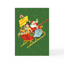 Vintage Santa with Sleigh Christmas Card
