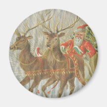 Vintage Santa's Sleigh Refrigerator Magnets