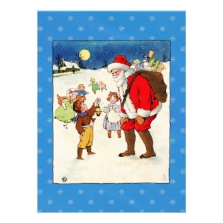 Vintage Santa's Vist in the Snow Personalized Invites