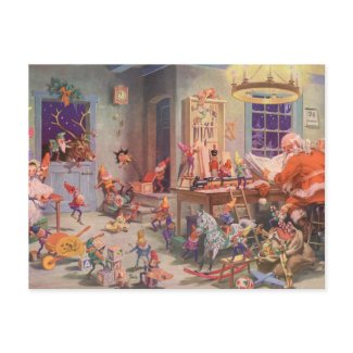 Vintage Santa&#39;s Workshop North Pole Elves and Toys Post Cards