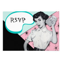Vintage Sassy Secretary RSVP Card Custom Invites