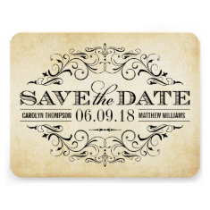 Vintage Save the Date Card | Elegant Flourish