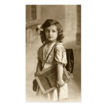 Vintage school girl bookmark business card templates