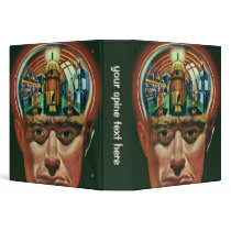 Vintage Science Fiction Alien Brain Exposing a Lab Binders