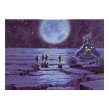 Vintage Science Fiction Aliens and Moon Rover Personalized Invite