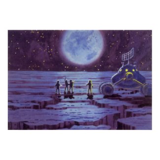 Vintage Science Fiction Aliens and Moon Rover Posters