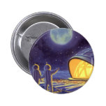 Vintage Science Fiction Aliens Blue Planet Moon Button