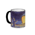 Vintage Science Fiction Aliens Blue Planet Moon Coffee Mugs
