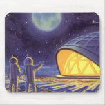 Vintage Science Fiction Aliens on a Blue Planet Mouse Pads