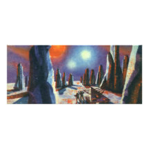 Vintage Science Fiction Aliens on a Foreign Planet Invitation