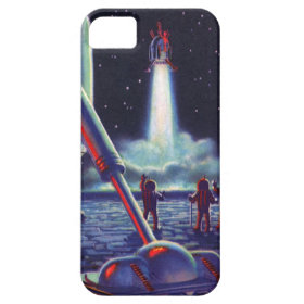 Vintage Science Fiction Aliens Wave to Rocket iPhone 5 Covers