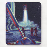Vintage Science Fiction Aliens Wave to Rocket Mouse Pads