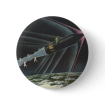 Vintage Science Fiction Astronaut Riding a Rocket Pin