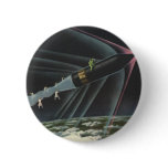 Vintage Science Fiction Astronaut Riding a Rocket Pin