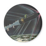 Vintage Science Fiction Astronaut Riding a Rocket magnets