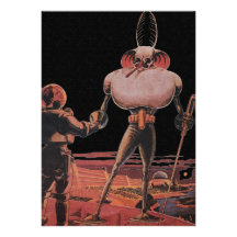 Vintage Science Fiction Astronaut Shake Hand Alien Custom Announcement