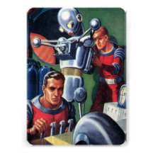 Vintage Science Fiction Astronauts with a Robot Personalized Invite