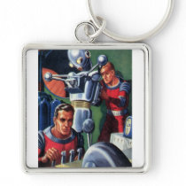 Vintage Science Fiction Astronauts with a Robot Key Chain