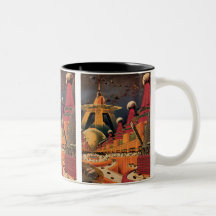 Vintage Science Fiction Futuristic City Flying Car Coffee Mug