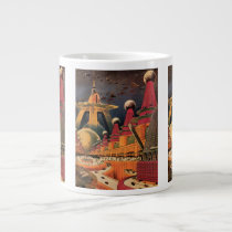 Vintage Science Fiction Futuristic City Flying Car Jumbo Mug