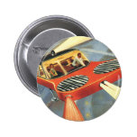 Vintage Science Fiction Futuristic Flying Car Button