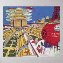 Vintage Science Fiction Futuristic New York City Print