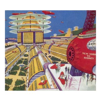 Vintage Science Fiction Futuristic New York City Print