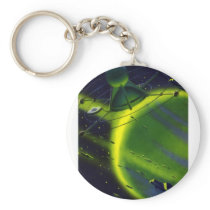 Vintage Science Fiction Green Planet w Spaceship Key Chain