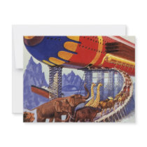 Vintage Science Fiction Noah's Ark Wild Animals Personalized Invitation